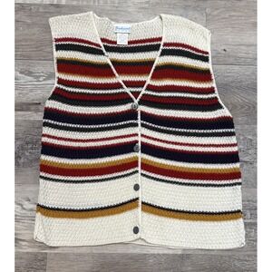 Vintage 90s Backroad Blues Colorful Knit Sweater Vest Geo Striped Size M